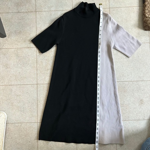 Zara Knit Colorblock Mock Neck Mini Dress - Black & Lavender - Mod 60s Style - Picture 6 of 9